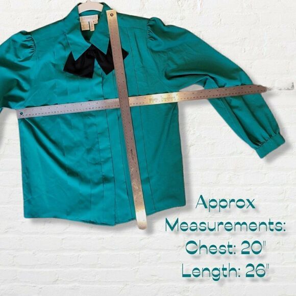 Vintage Justine Todd Tuxedo Blouse Green Size 12 - Picture 8 of 8